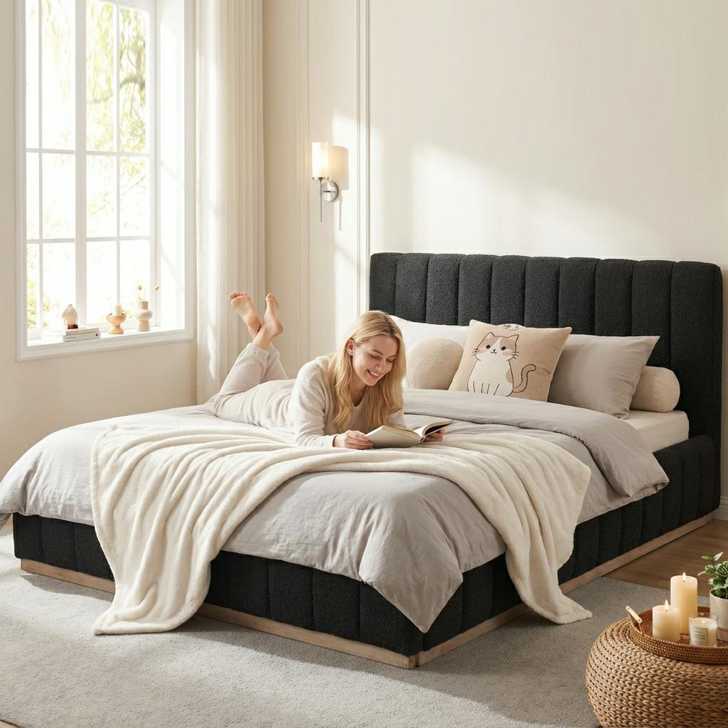 Braesyn Upholstered Bed, Black, Queen