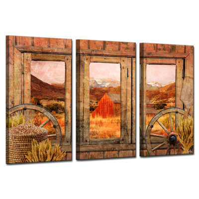 « campagne »-3 pièces, impression sur toile tendue
