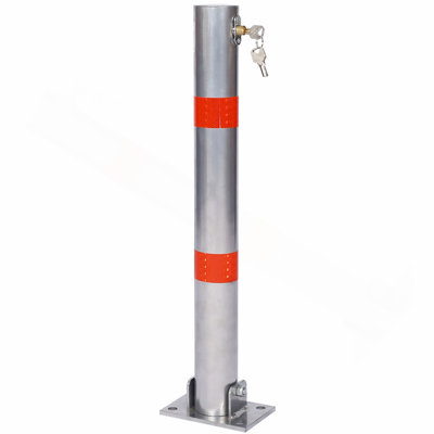 Parking bollard,pole barrier with lock ,car parking protection posts,home garage street decor ,parking barrier Round gray