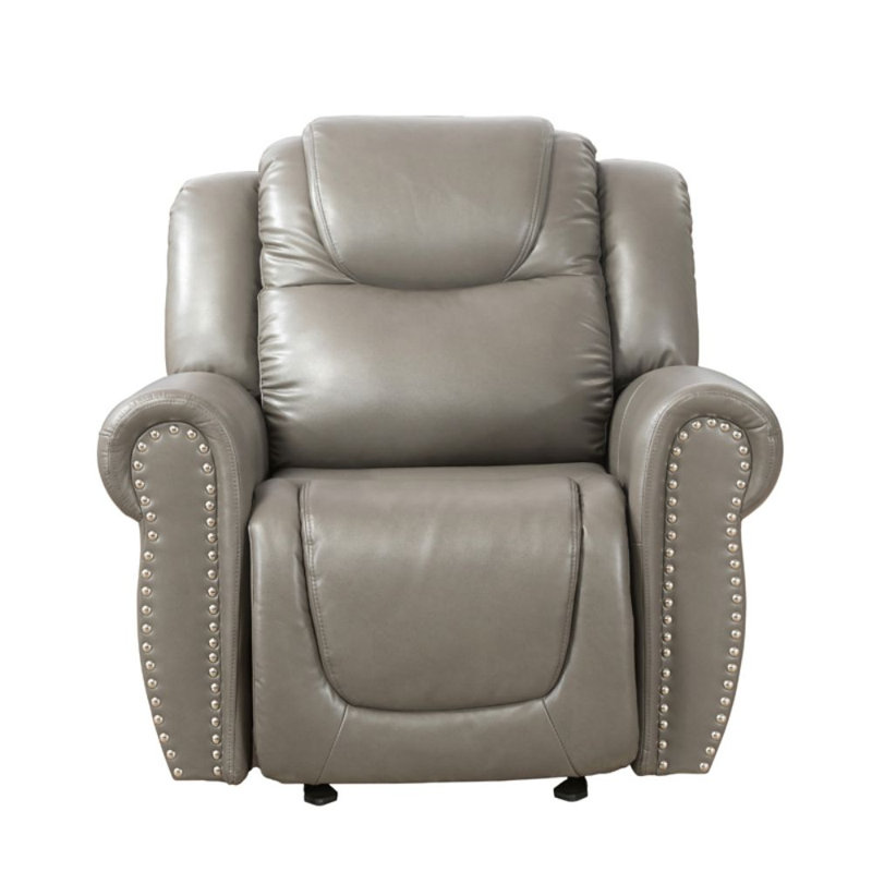 Dundee Faux Leather Recliner, Gray Faux Leather