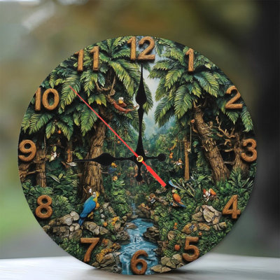 Jungle Clock With Birds