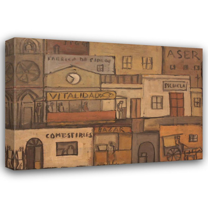 "City" par Joaquin Torres-Garcia - Toile tendue avec châssis, H 24 po x l 17 po