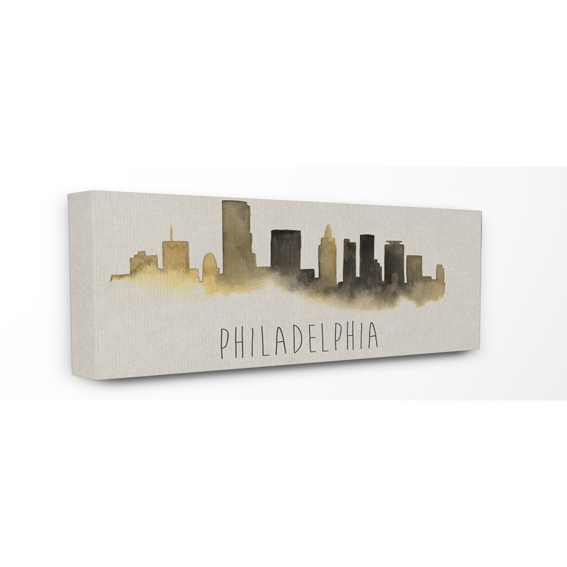 « philadelphia horizon silhouette », impression, H 10 po x l 24 po, Toile