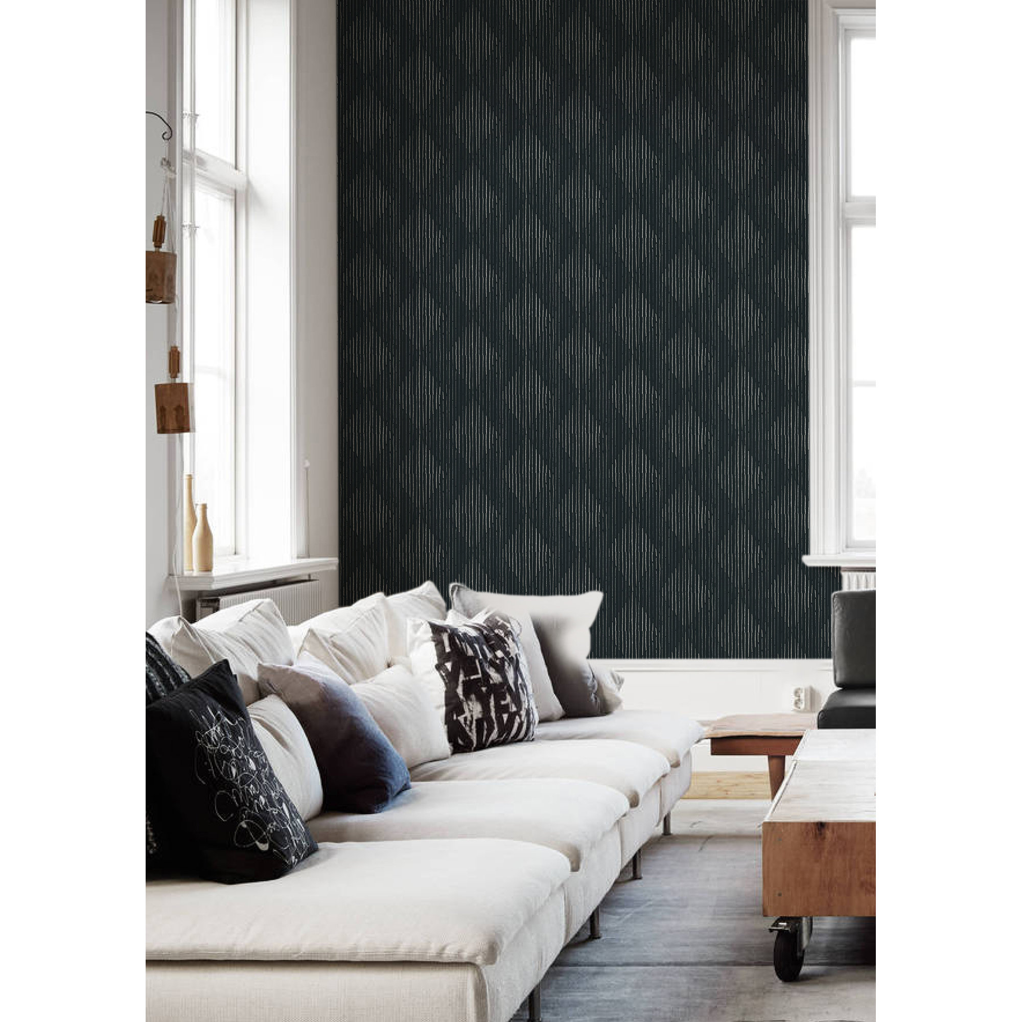 Organic Diamonds Peel & Stick Wallpaper Roll, Black/Gray, Self-adhesive