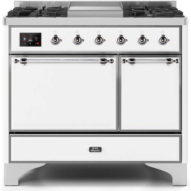ILVE Majestic II 40 in Dual Fuel Range, Natural Gas, Blue Gray/Brass