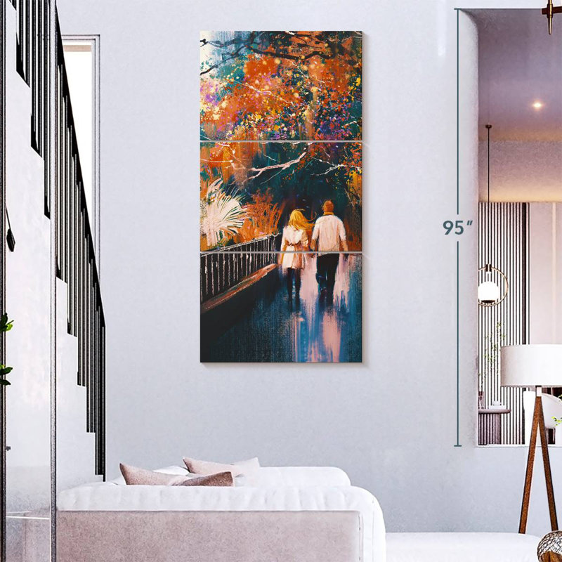 Couple en automne, H 75 po x l 36 po
