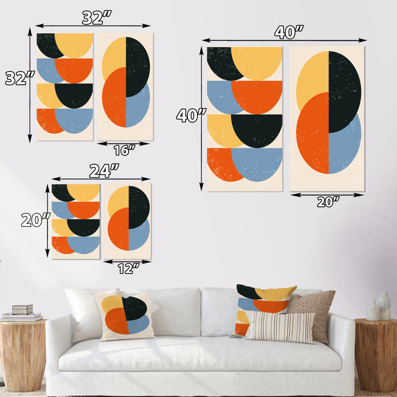 Minimal 20S Geometric Design II - ensemble de 2 peintures, Toile tendue, H 20 po x l 24 po x P 1 po
