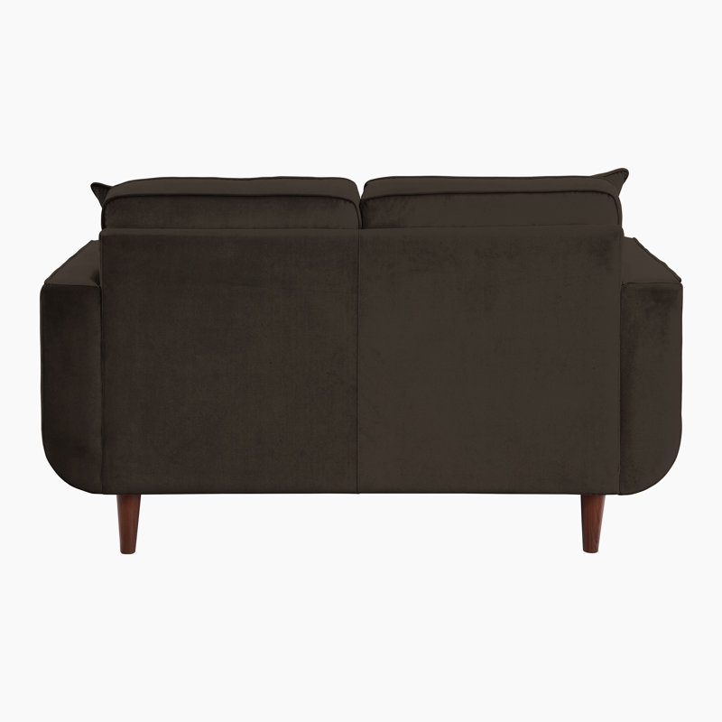 Causeuse Jaiyen de 59 po de style Mid-Century, Velours brun