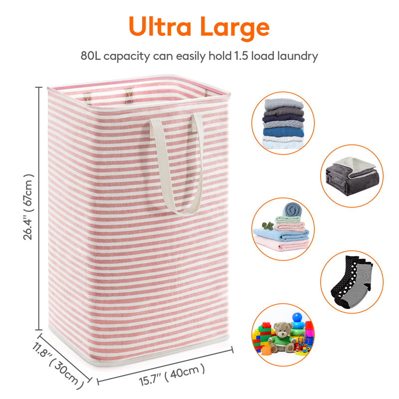Laundry Hamper, 26.4" H x 15.7" W x 11.8" D, Pink