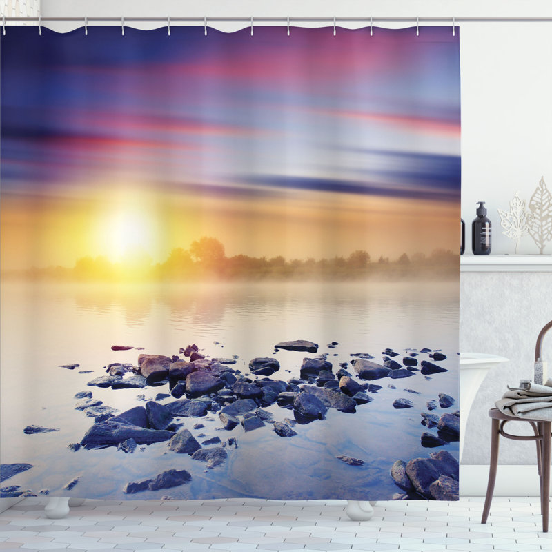 Shower Curtain with Hooks Included, 70" H x 69" W