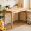 Bureau en bois massif avec tiroirs, bureau debout avec bords lisses, bureau à domicile pour petits espaces, bureau moderne Mid-Century pour étude, chambre à coucher, salon, bureau