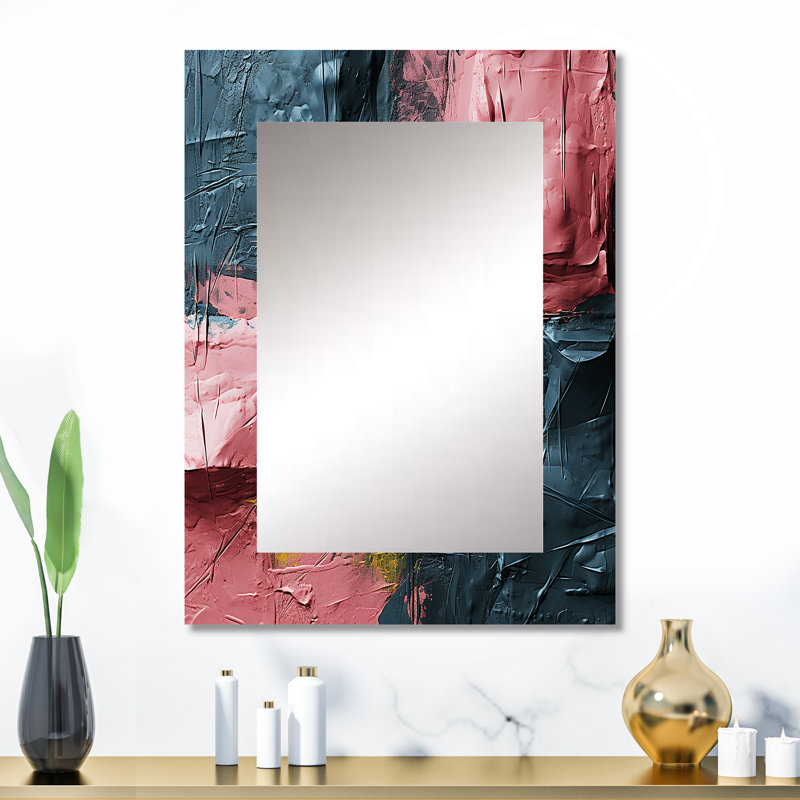 Windhaven Rejoicing In Love Pink And Gold Abstract Painting - Abstract Painting Mirror, Modern Unique Wall Mirror, Printed Metal Art