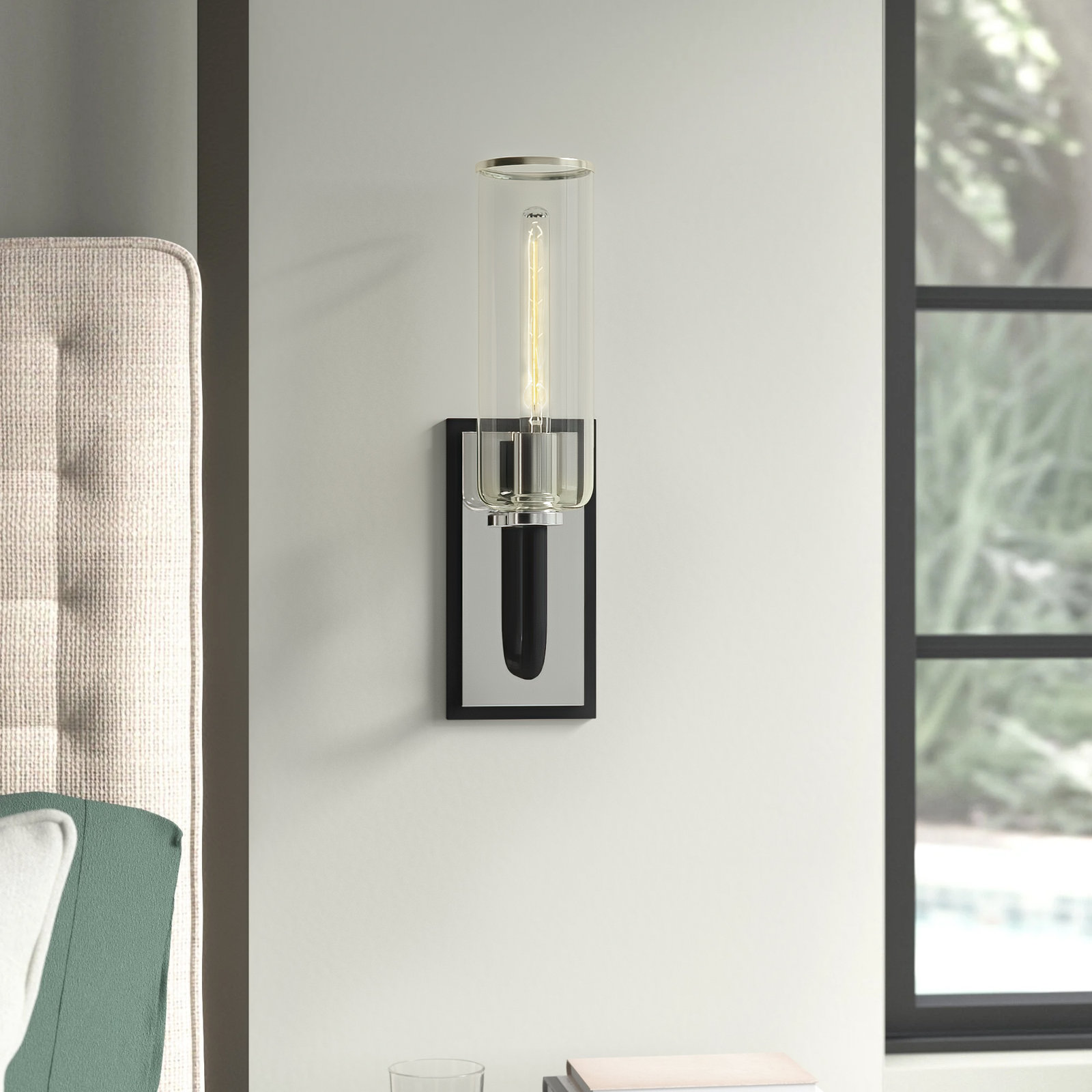 Delancey Single Light Glass Dimmable Armed Sconce