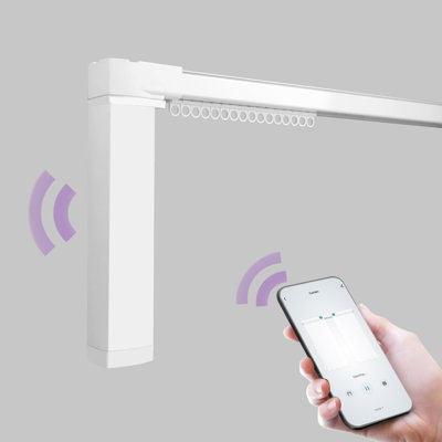Clemmence Smart Curtain Rod Hardwired 66" to 118" Adjustable Work With Alexa Google