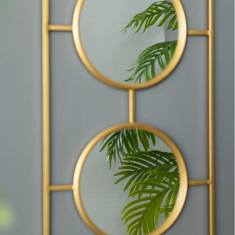 3 Mirror Piece Wall Mirror in Gold Rectangular Frame, Home Wall Decor for Bedroom Living Room, 43"x16"