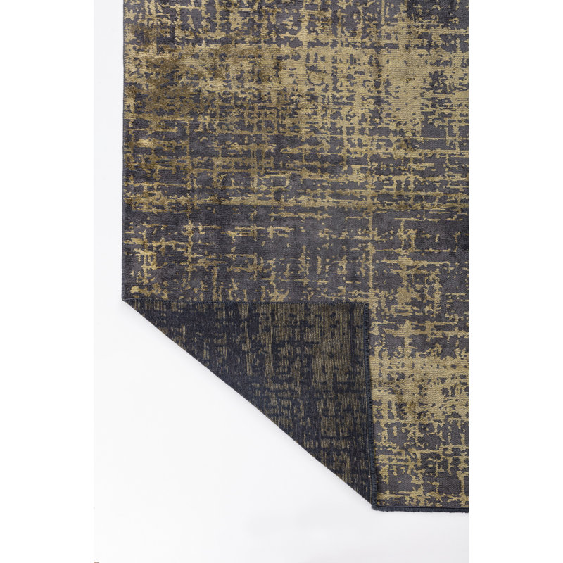 Tapis gris foncé / jaune Rapture, Rectangle 7 pi 10 po x 11 pi 2 po