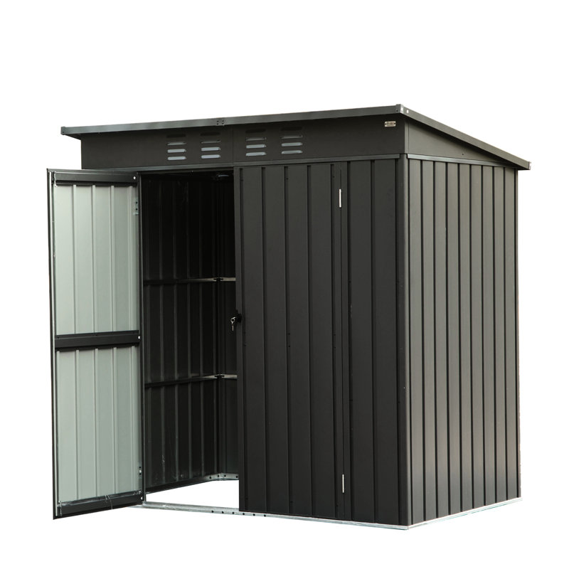Remise en métal 6 x 4 pi avec toit - poutre de soutien extérieure noire
