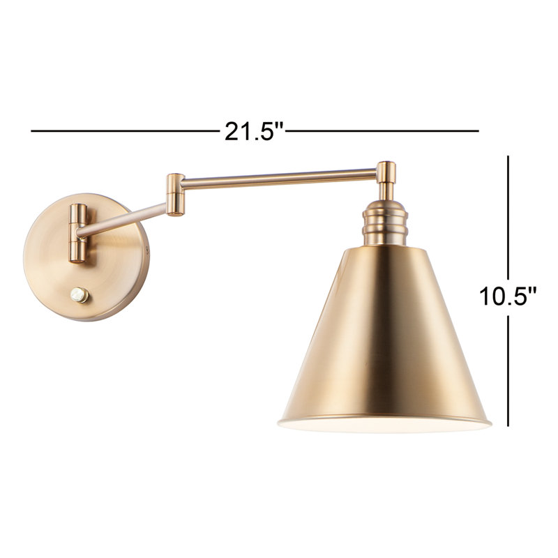 Cidni Steel Swing Arm Sconce, Gold
