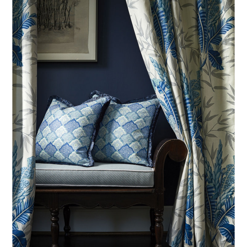 Malay Bahar Linen Fabric, Peacock Rose