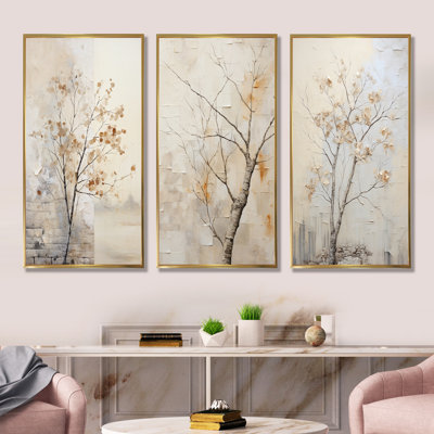 Minimalisme sycomore arbre paysage - arbre sycomore toile ensemble d'art mural de 3