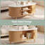 Table basse ovale de rangement Mid-Century avec portes coulissantes Tambour-126423196