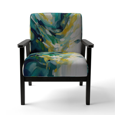 Yellow And Turquoise Order In Complexity I - Upholstered Modern Arm Chair