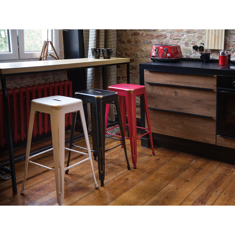 Iowa Park Counter Stool with Metal Frame, Black