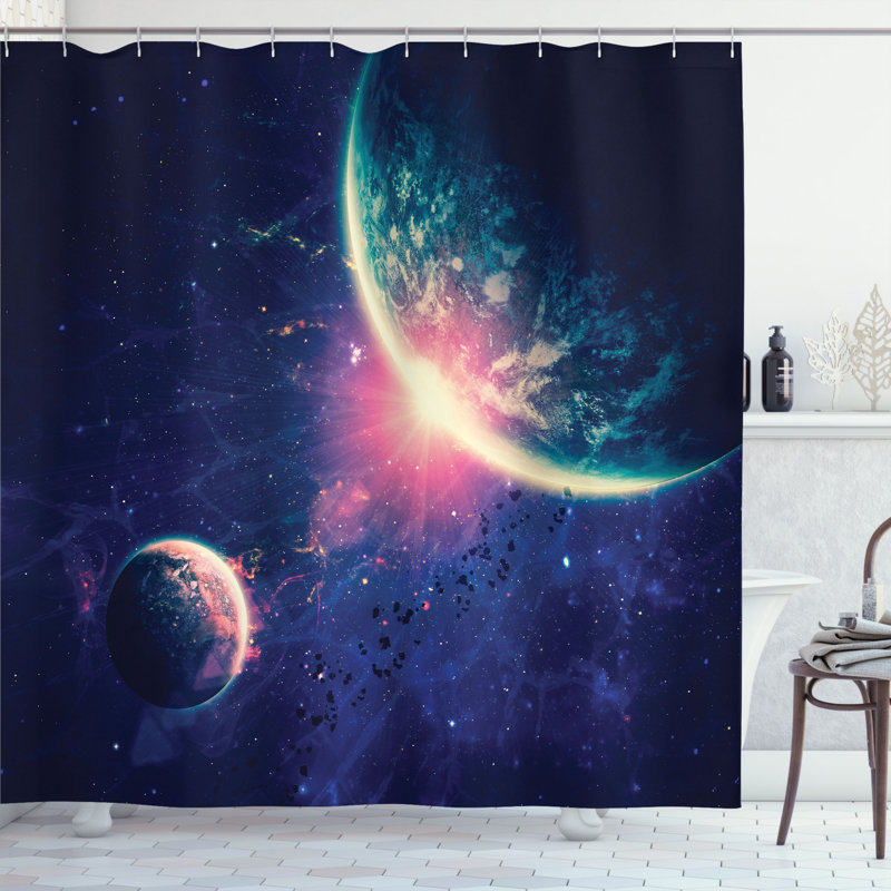 Rideau de douche à simple espace outer planètes mars, H 75 po x l 69 po