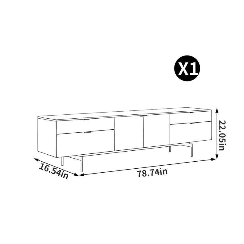 European style metal cabinet foot TV stand, 78.74"