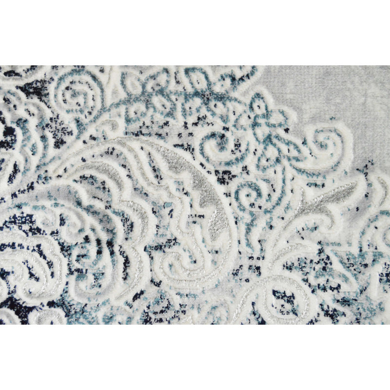 Tapis bleu marine Mullikin, Rectangle 5 pi 3 po x 7 pi 6 po