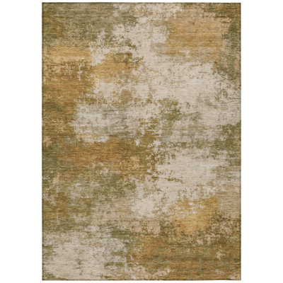 Machine Washable Indoor/Outdoor Xhevrie Copper Rug
