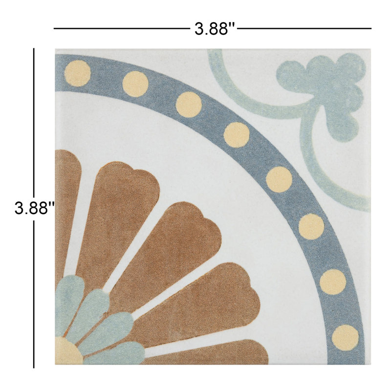 Revival Ring Mini 4" x 4" Ceramic Patterned Wall & Floor Tile
