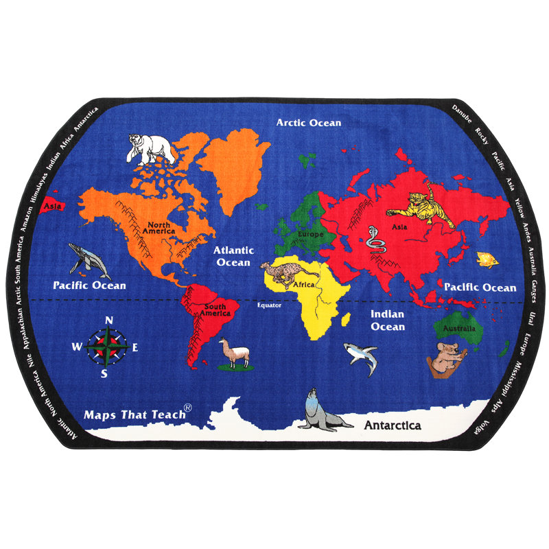 Tapis rouge / orange / bleu, 7 pi 6 po x 12 pi