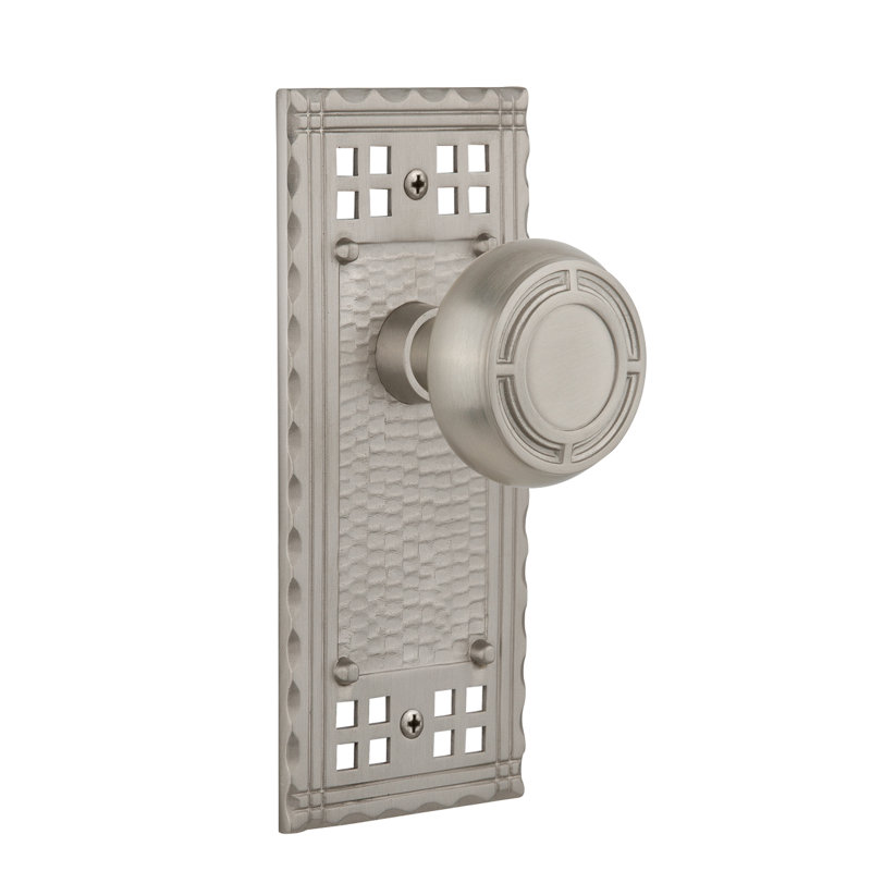 Craftsman Plate with Mission Door Knob, Satin Nickel, 2-3/8"
