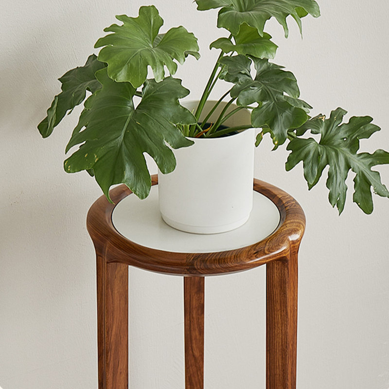 Support à plante simple en bois massif avec épaissie, H 37,79 po x l 14,56 po x P 14,56 po