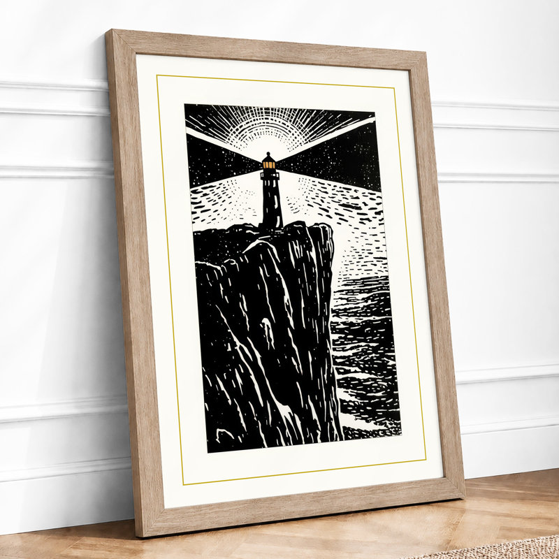 Reaching for Light Japandi - Framed Print, A1 - 84.1 x 59.4 cm, Oak