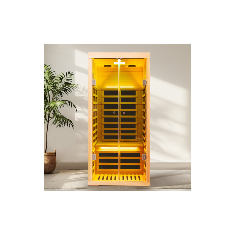 One Person Large Glass Hemlock Sauna
