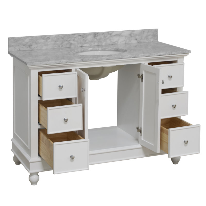 Ensemble de meuble-lavabo simple 48 po Ferdinand, Blanc, Marbre de Carrare