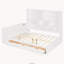 Lit de jour double en bois avec 3 tiroirs, bureau, tablettes et lumières, blanc, cadre de lit de jour d'invité multifonctionnel-133872506