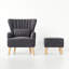 Kiro Upholstered Wingback Chair with Footstool-38292154