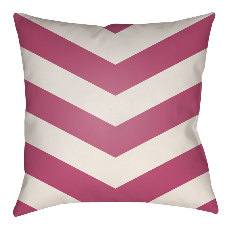 Litchfield Chevon Geometric Outdoor Reversible Throw Pillow, 16"H x 16"W, Hot Pink/Ivory