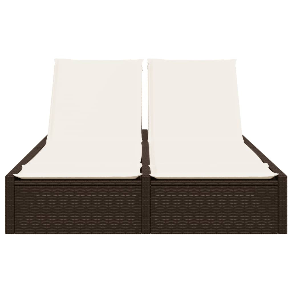 Vidaxl Doppel-Sonnenliege Mit Auflagen Beige Poly Rattan