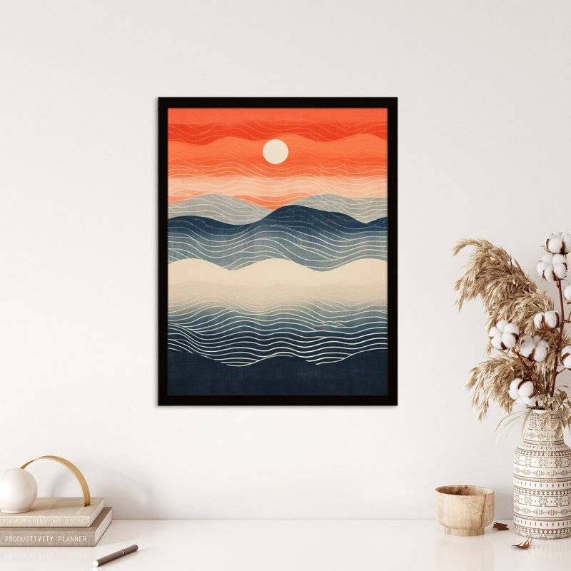 Low Sun High Tide Blue Orange Seascape - Single Picture Frame Print