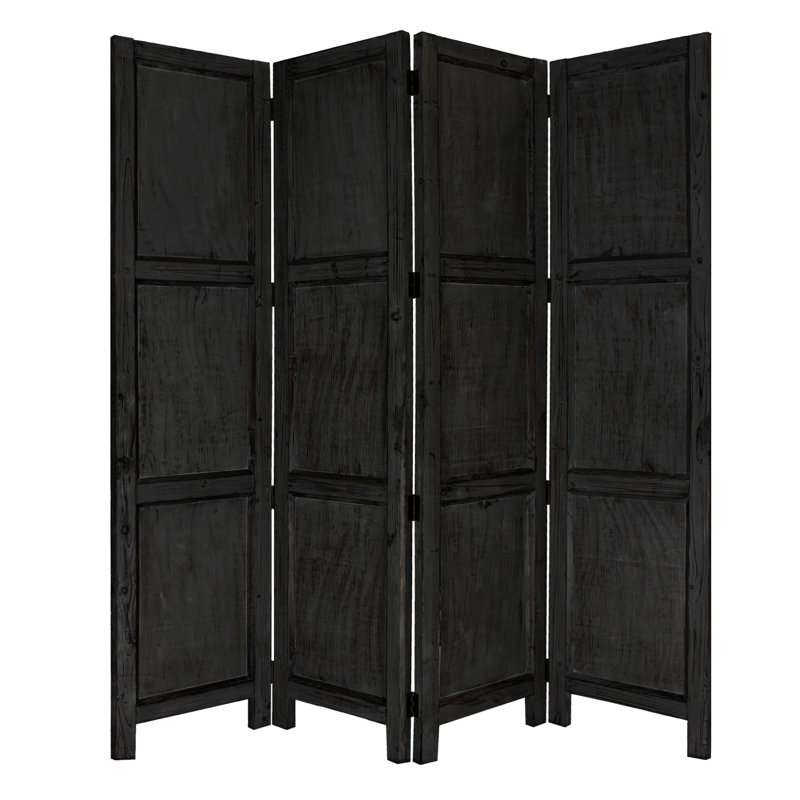 Jay 84" Folding Four Panel Screen Room Divider, Black