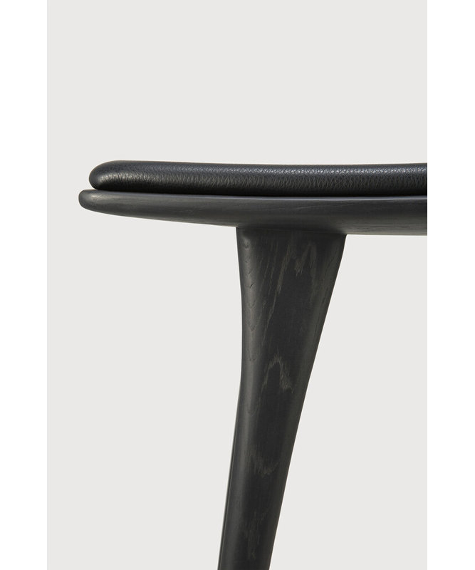 Osso Upholstered Stool with Solid Wood Frame, Varnished Black/Black
