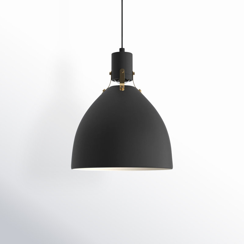 Luminaire suspendu simple à 1 lumière DEL à intensité variable Uma, H 17 po x l 14,13 po x P 14,13 po, Noir mat