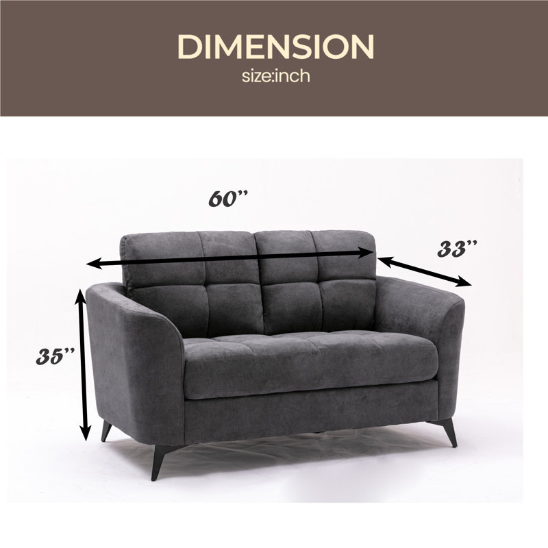 Causeuse en tissu 60 po, Gris