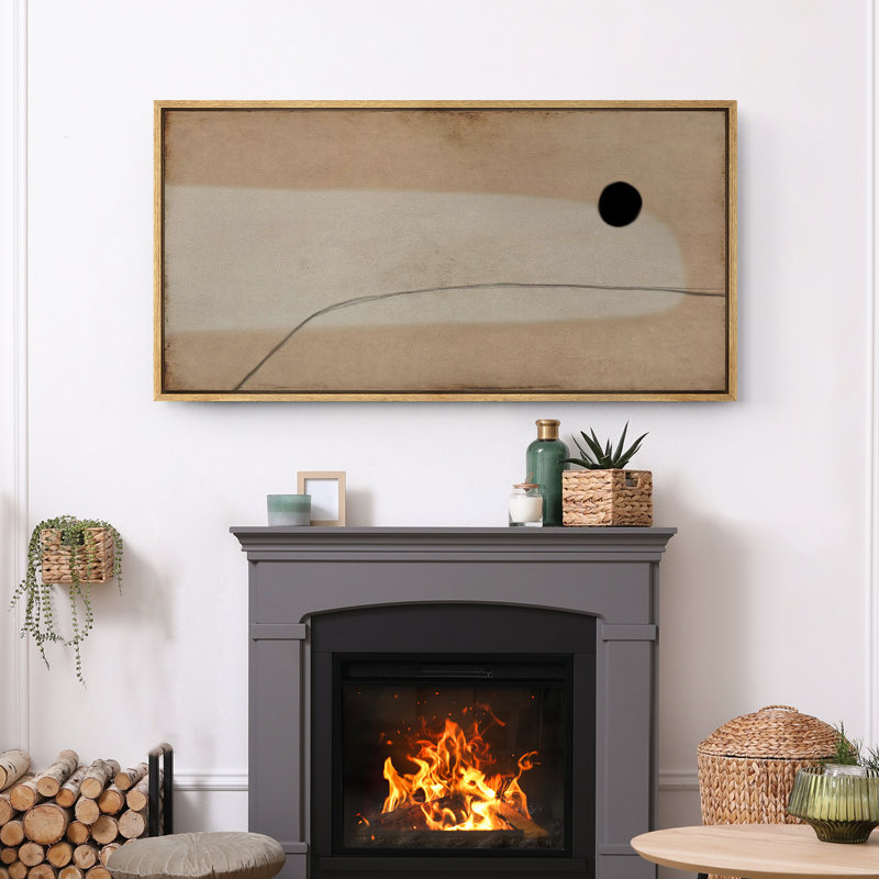Minimalist Elegance, abstrait noir et beige, reproduction sur toile, H 30 po x l 60 po, Naturel