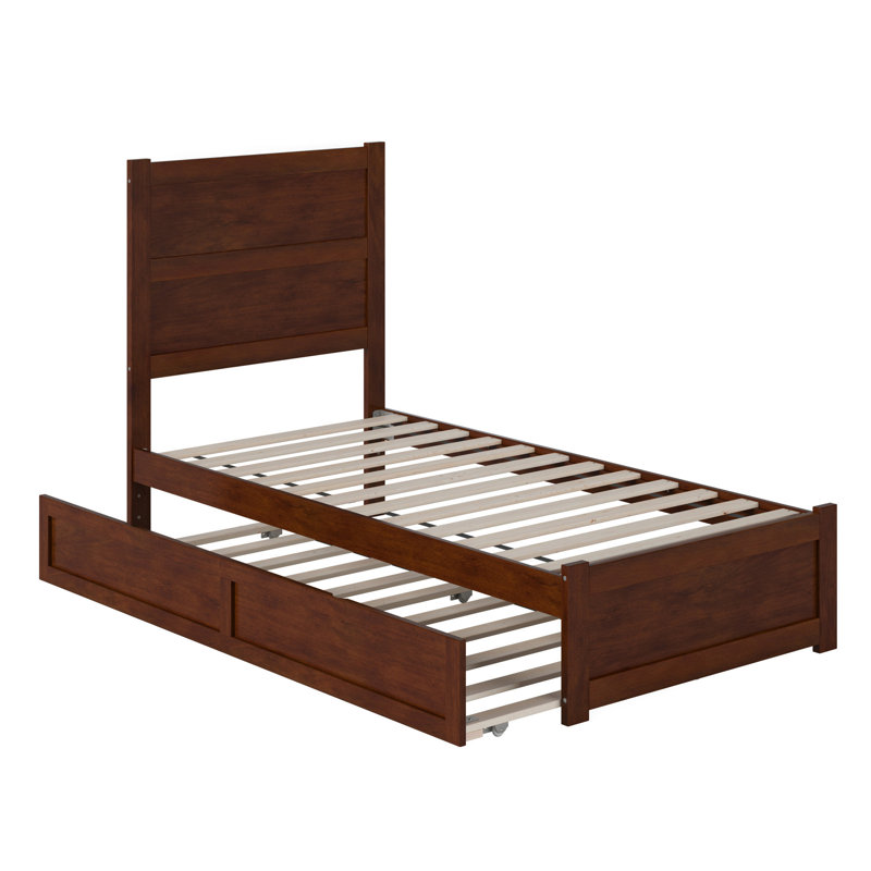 Lit gigogne en bois massif Ivor, Simple, Noyer
