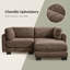 Canapé d'angle modulaire en chenille marron avec pouf amovible, 2 places en forme de L et montage facile
